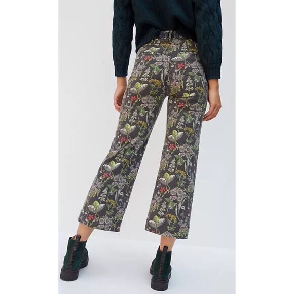 PILCRO Anthropologie Water Lily Jeans Pant •27• Botanical Floral High Wide Leg - Picture 2 of 13